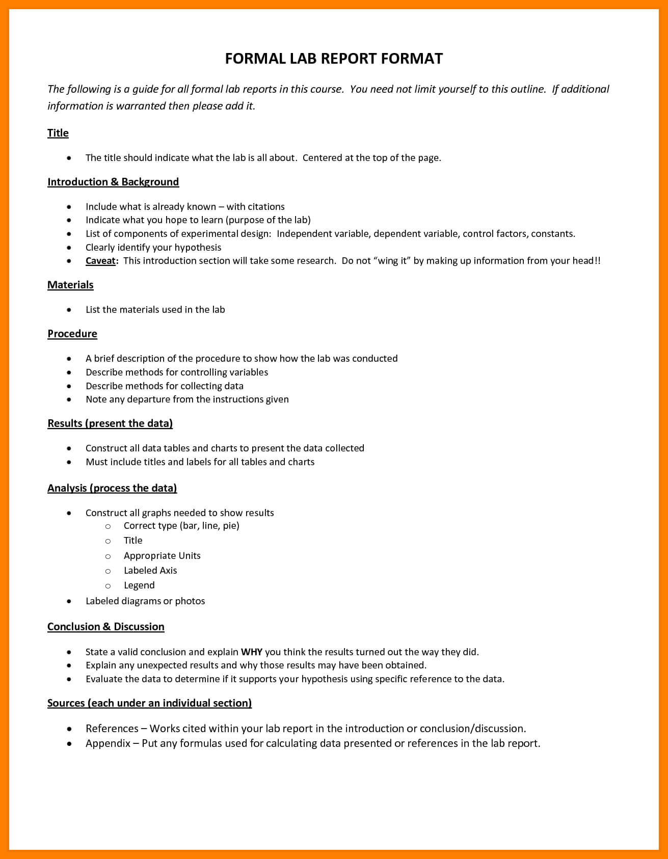 Lab Report Template Examples Chemistry Example High School in Lab