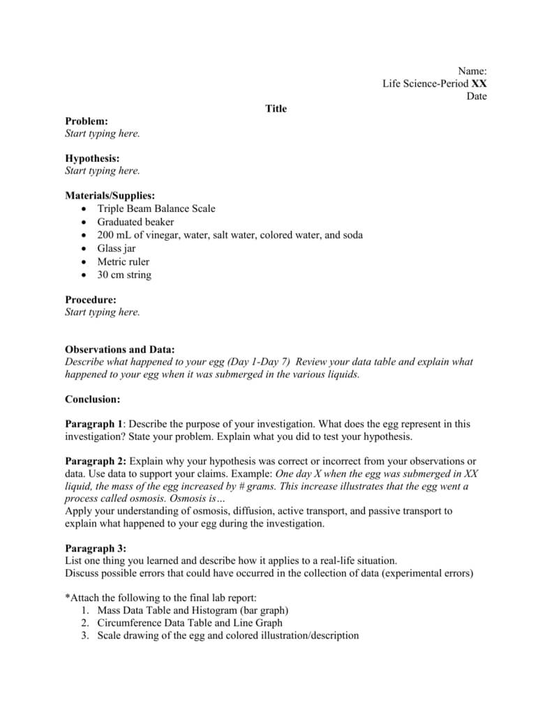 Lab Report Template Intended For Lab Report Conclusion Template