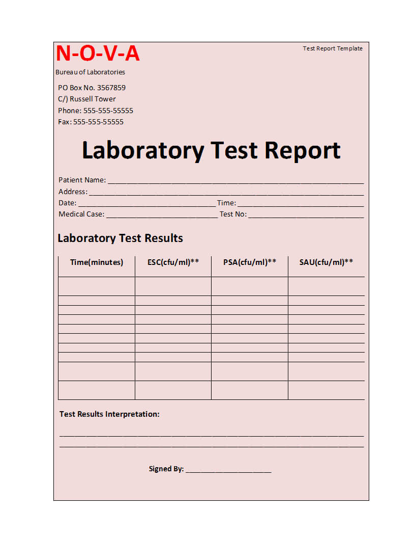 Laboratory Test Report Template Inside Patient Report Form Template Download