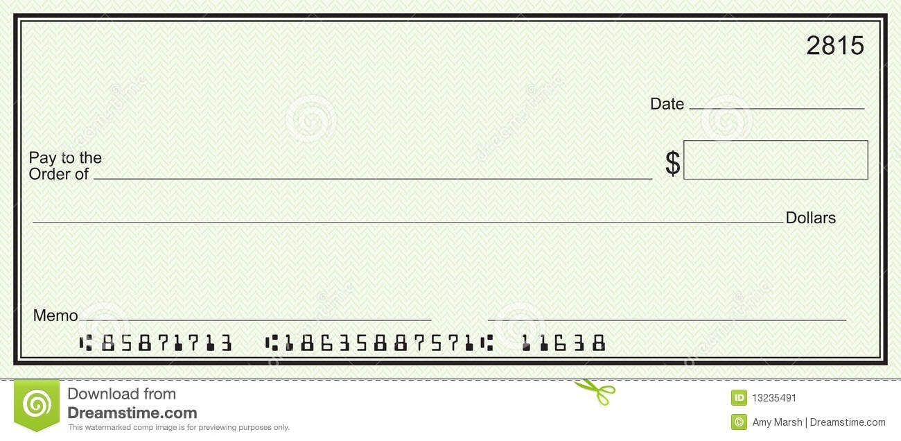 Large Blank Check - Green Security Background Stock Image With Fun Blank Cheque Template