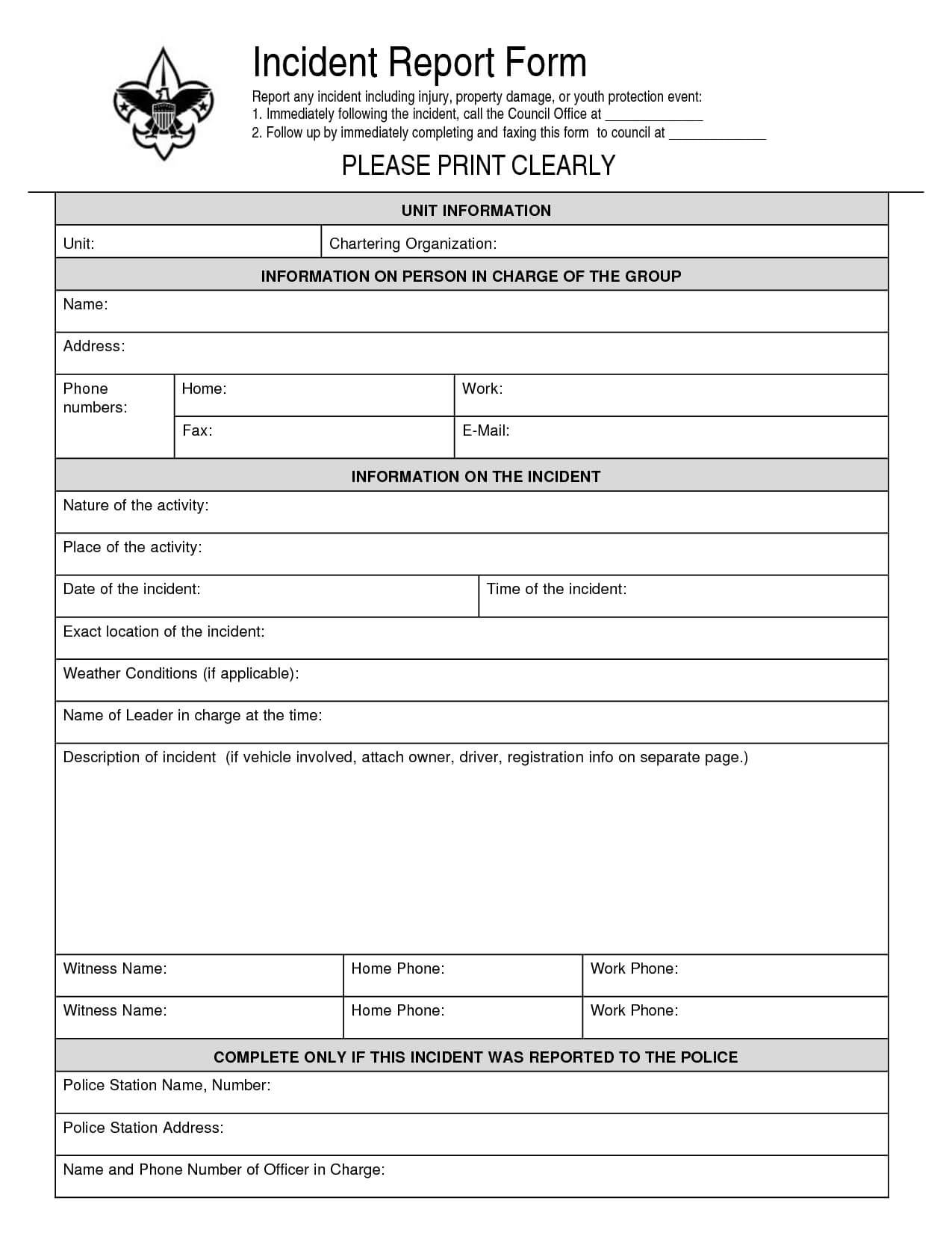 Law Enforcement Incident Report Form – Forza Inside Police Incident Report Template