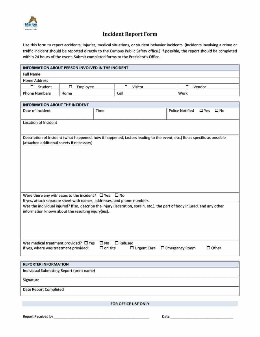 Law Enforcement Incident Report Form – Forza Pertaining To Itil Incident Report Form Template