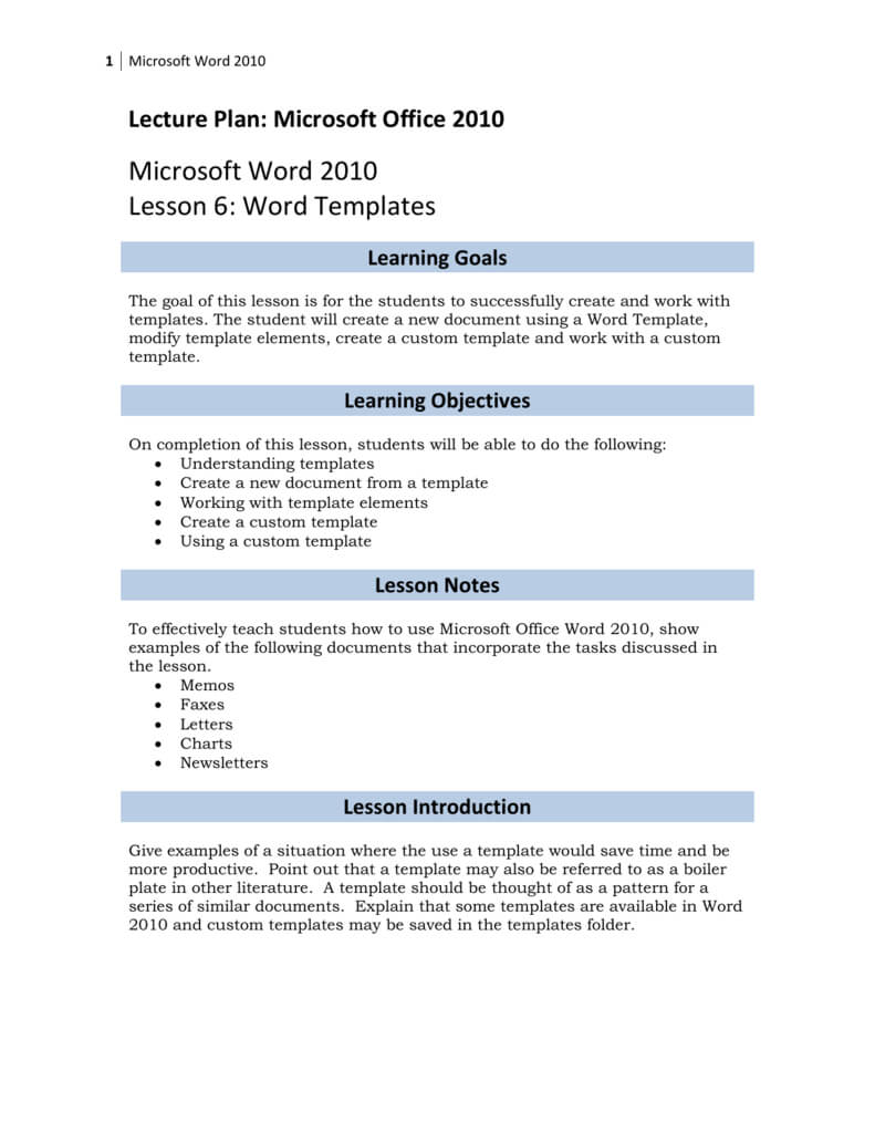 Lesson 6: Word Templates Intended For How To Use Templates In Word 2010