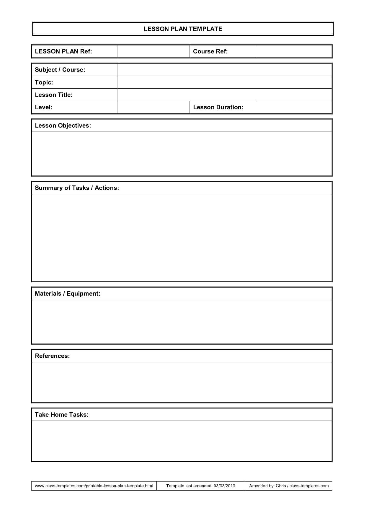 Free Unit Lesson Plan Template Printable Templates