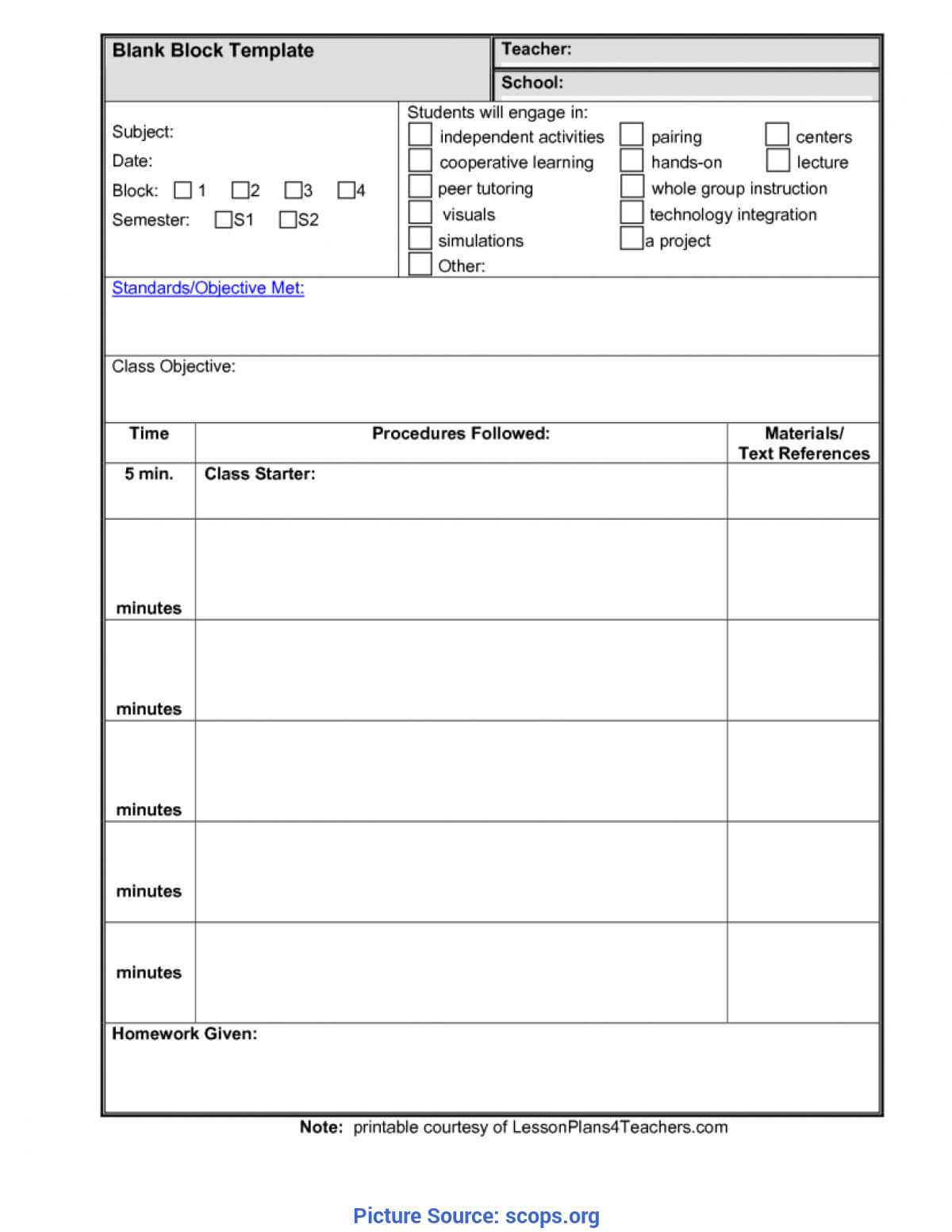 Lesson Plans Blank Template – Common – Ota Tech Throughout Blank Unit Lesson Plan Template