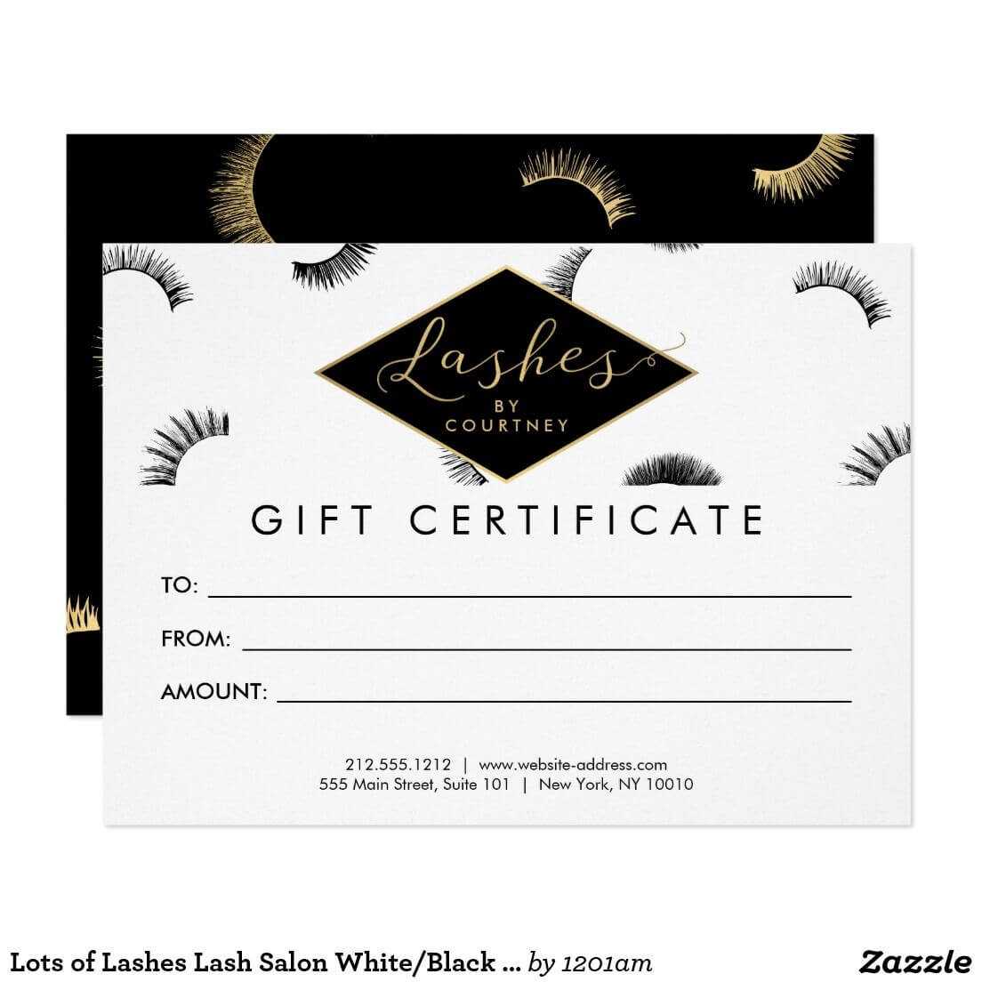 Lots Of Lashes Lash Salon White/black Gift Card | Zazzle Pertaining To Indesign Gift Certificate Template