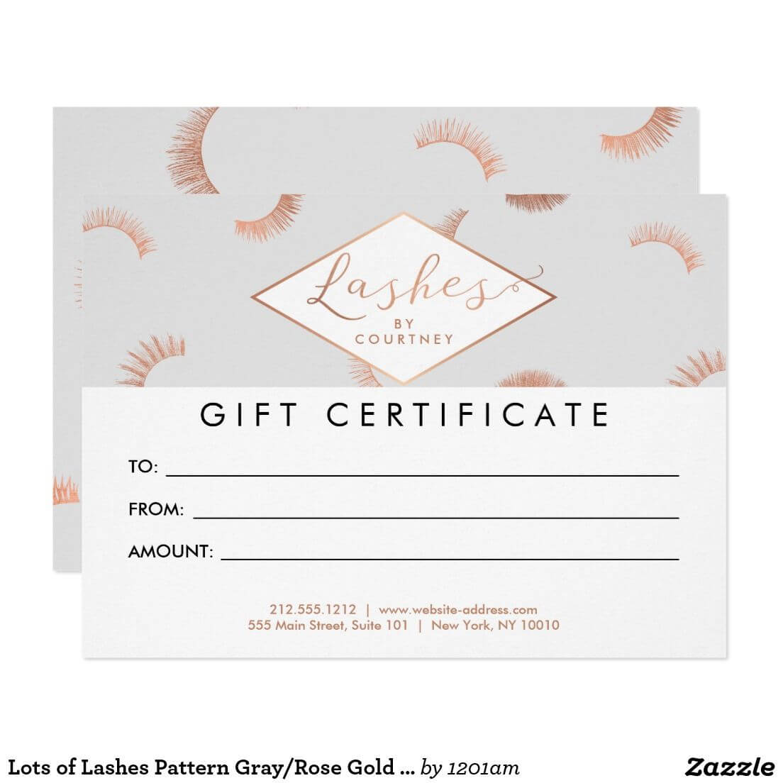 Lots Of Lashes Pattern Gray/rose Gold Gift Card | Zazzle Pertaining To Indesign Gift Certificate Template