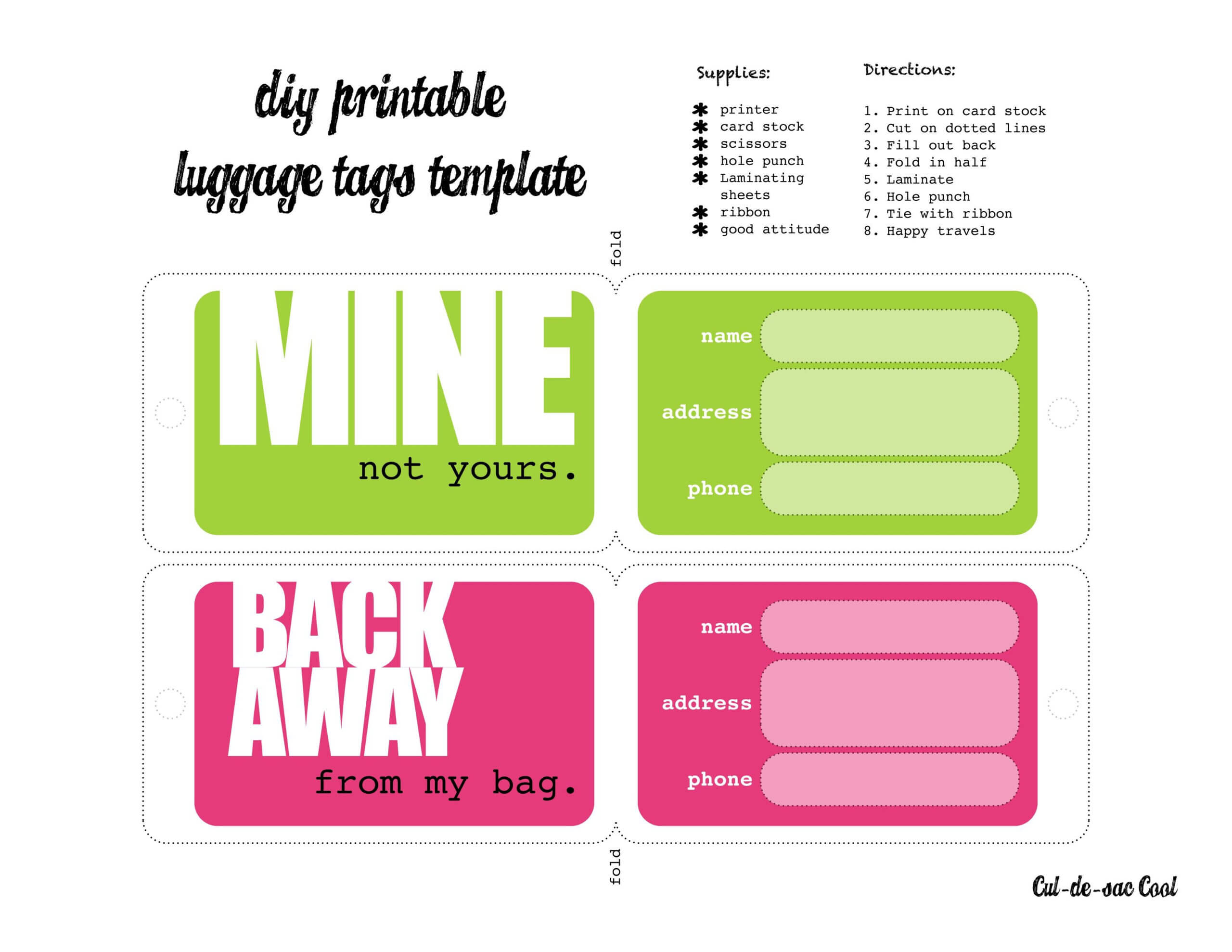 Luggage Tags Template | Luggage Tag Template, Label With Regard To Luggage Tag Template Word