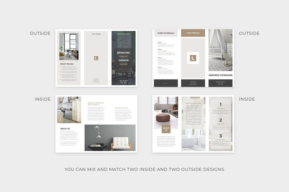 Lynx Trifold Brochure | Slidestation | Brochure Layout Within Z Fold Brochure Template Indesign