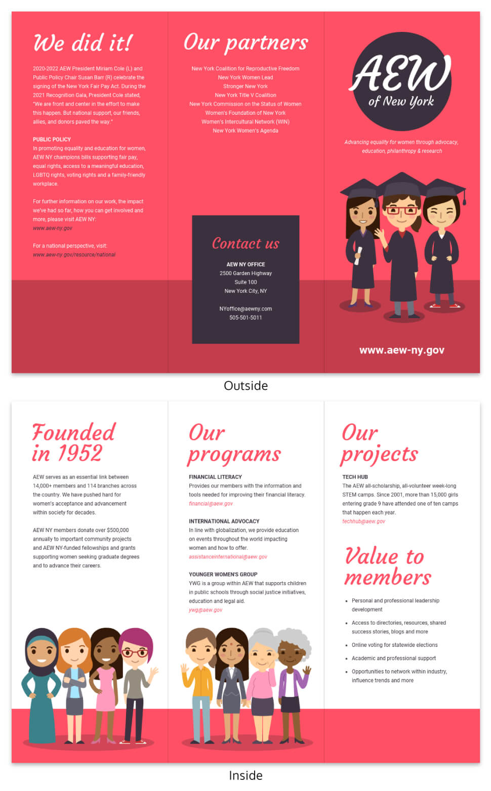 Magenta Non Profit Tri Fold Brochure Template With Country Brochure Template