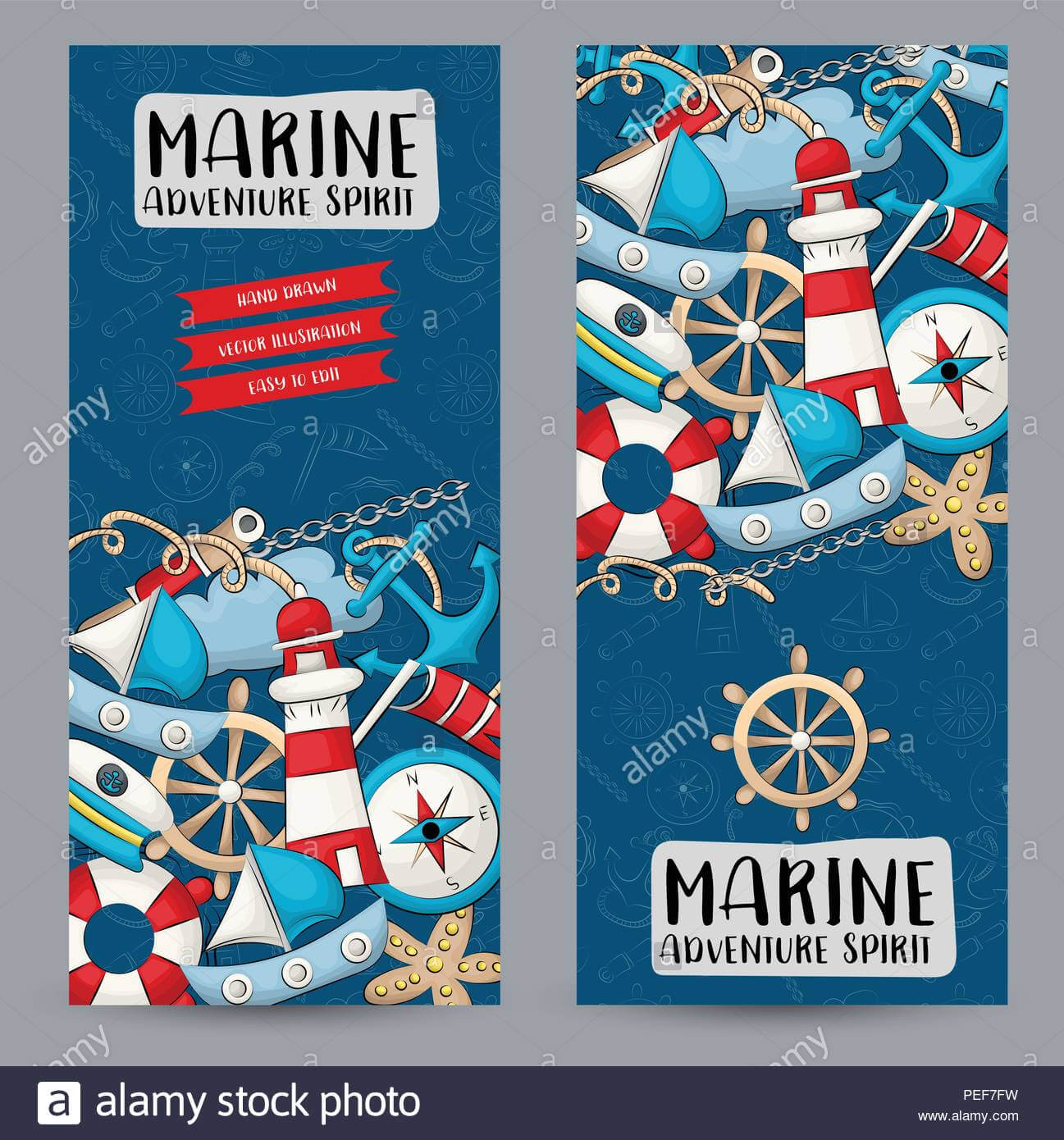 Marine Nautical Travel Concept. Vertical Banner Template Set In Nautical Banner Template