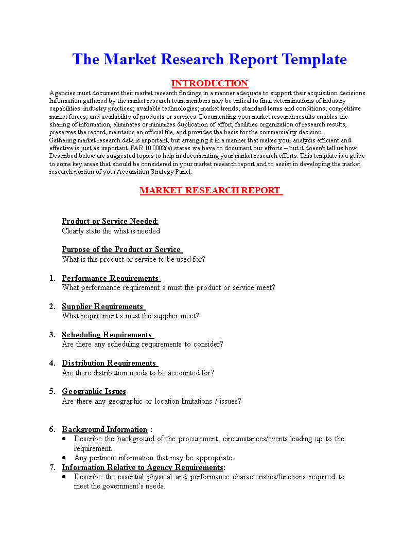 Market Research Report Format | Templates At Within Market Research Report Template