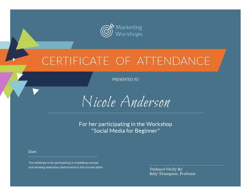 Marketing Workshop – Certificate Template – Visme Pertaining To Workshop Certificate Template