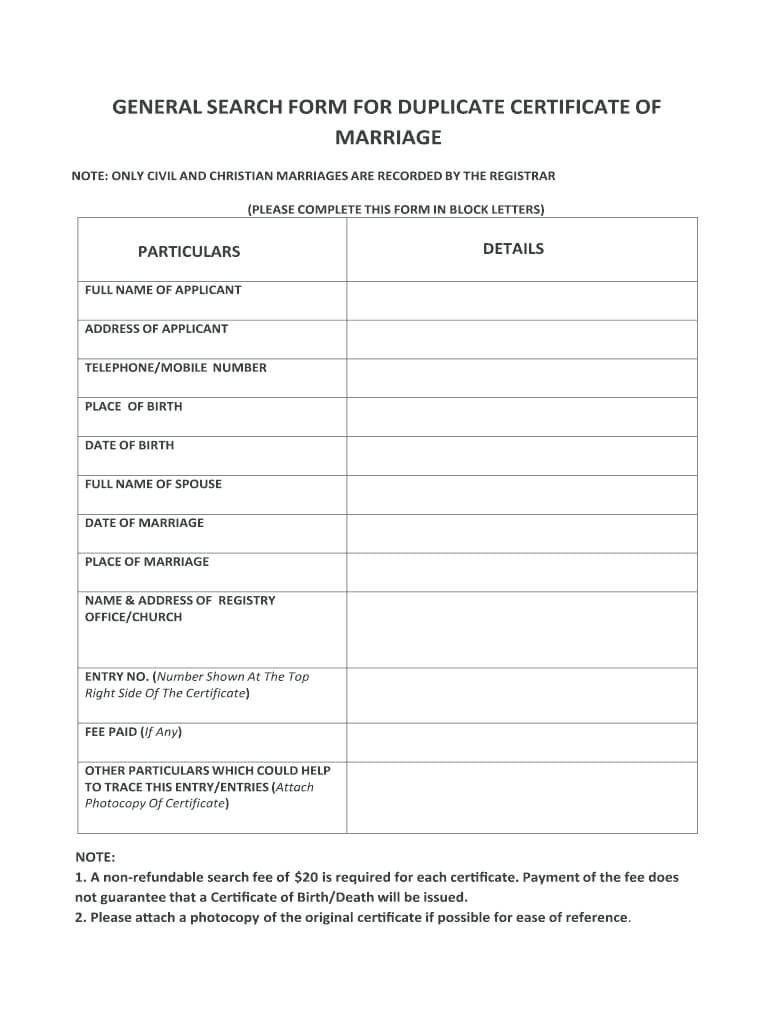 Marriage Certificate Kenya – Fill Online, Printable In Certificate Of Disposal Template