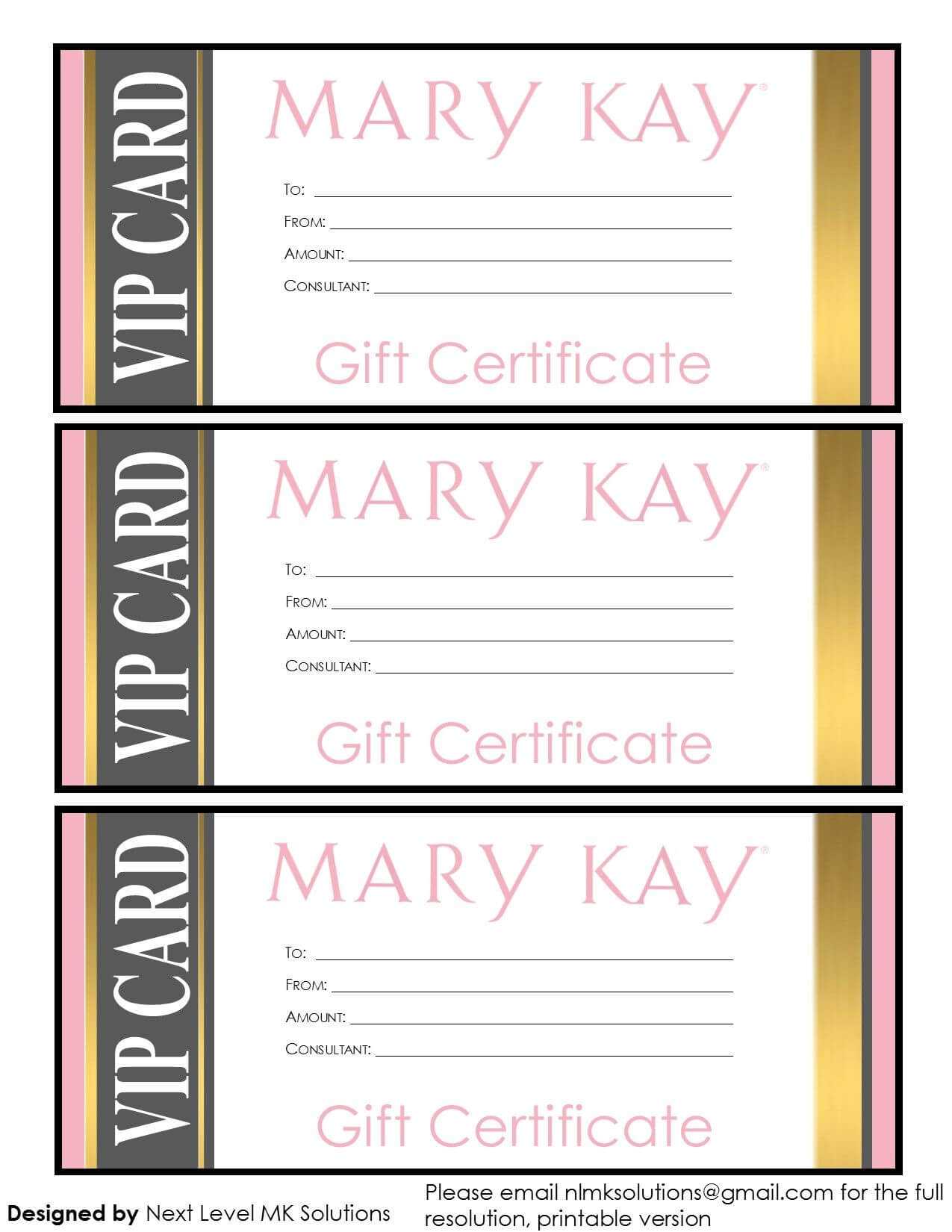 Mary Kay Gift Certificates – Please Email For The Full Pdf Regarding Mary Kay Gift Certificate Template