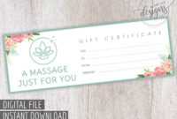 Massage Gift Certificate, Easter Gift Certificate Printable in Massage Gift Certificate Template Free Download