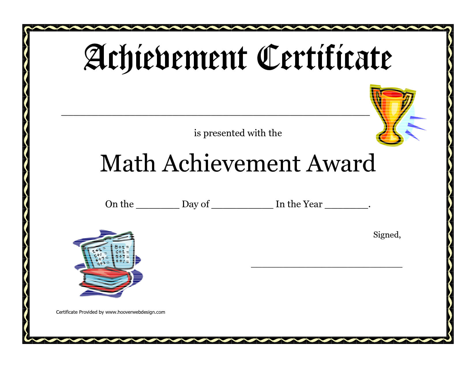 Math Achievement Award Printable Certificate Pdf | Award Throughout Classroom Certificates Templates