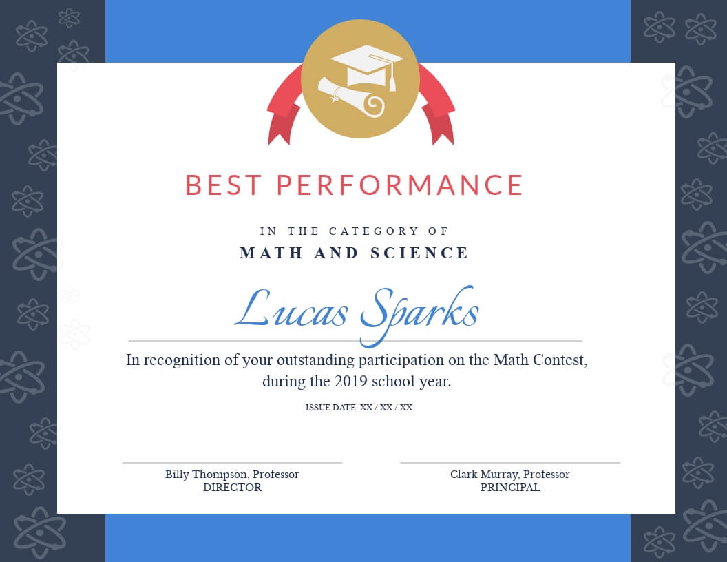 Math Contest – Certificate Template – Visme Inside Certificate Templates For School
