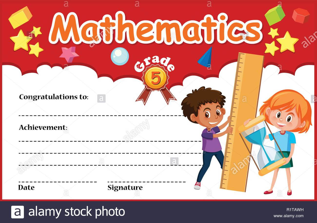 Mathematics Diploma Certificate Template Illustration Stock Intended For Math Certificate Template