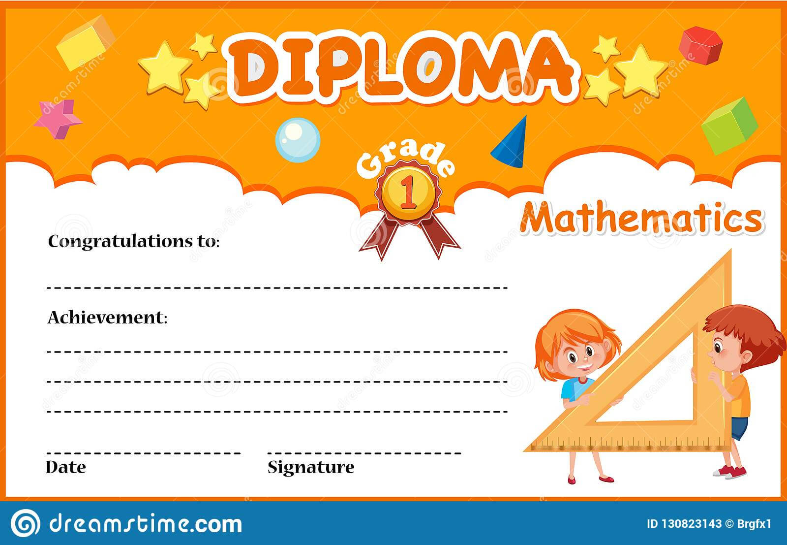 Mathematics Diploma Certificate Template Stock Vector Throughout Math Certificate Template