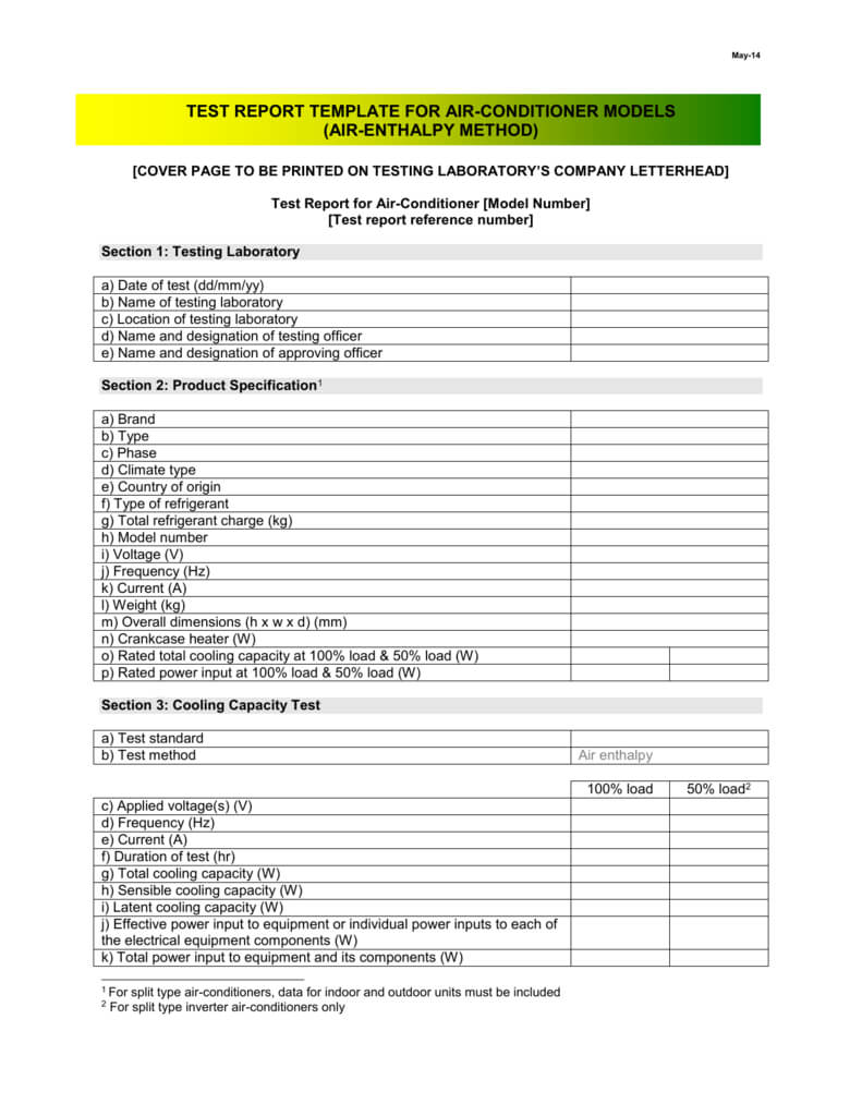May 14 Test Report Template For Air Inside Test Result Report Template