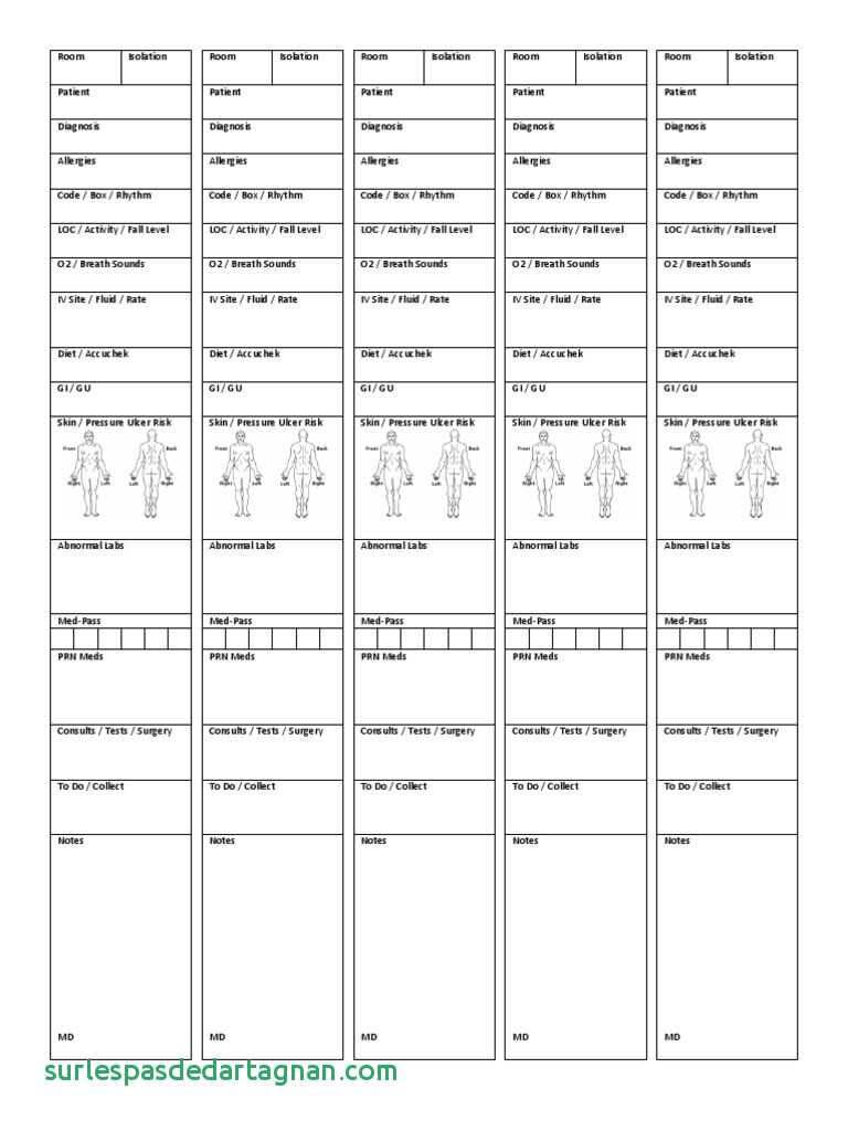 Med Surg Nurse Brain Sheet From Charge Nurse Report Sheet Intended For Nursing Assistant Report Sheet Templates