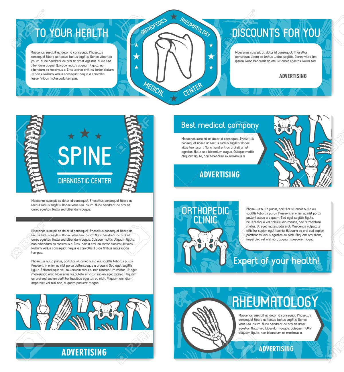 Medical Banner Set Of Orthopedics And Rheumatology Medicine Template With Medical Banner Template
