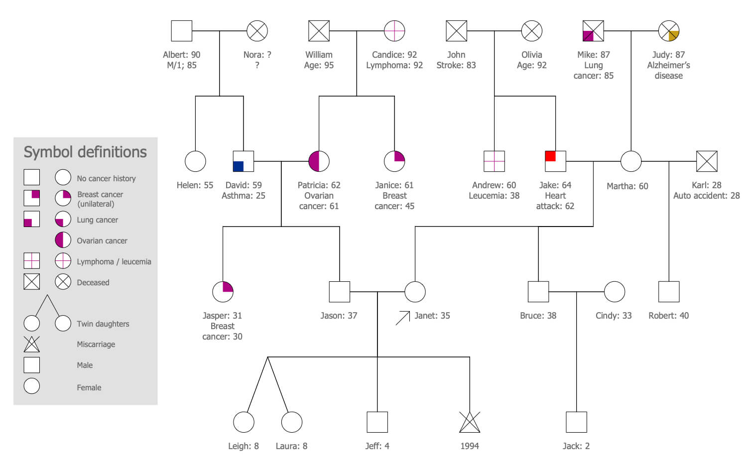 Medical Family Genogram This Sample Diagram Represents The Pertaining To Family Genogram Template Word