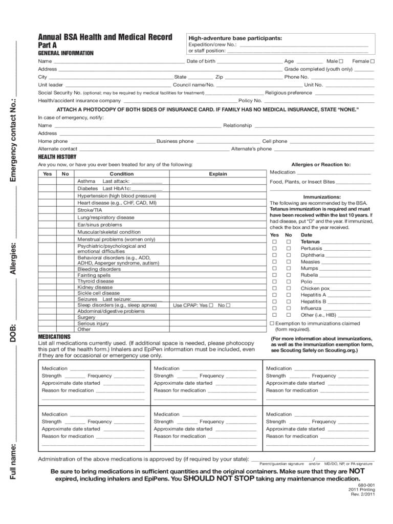Medical Form – 75 Free Templates In Pdf, Word, Excel Download With Regard To Medical History Template Word