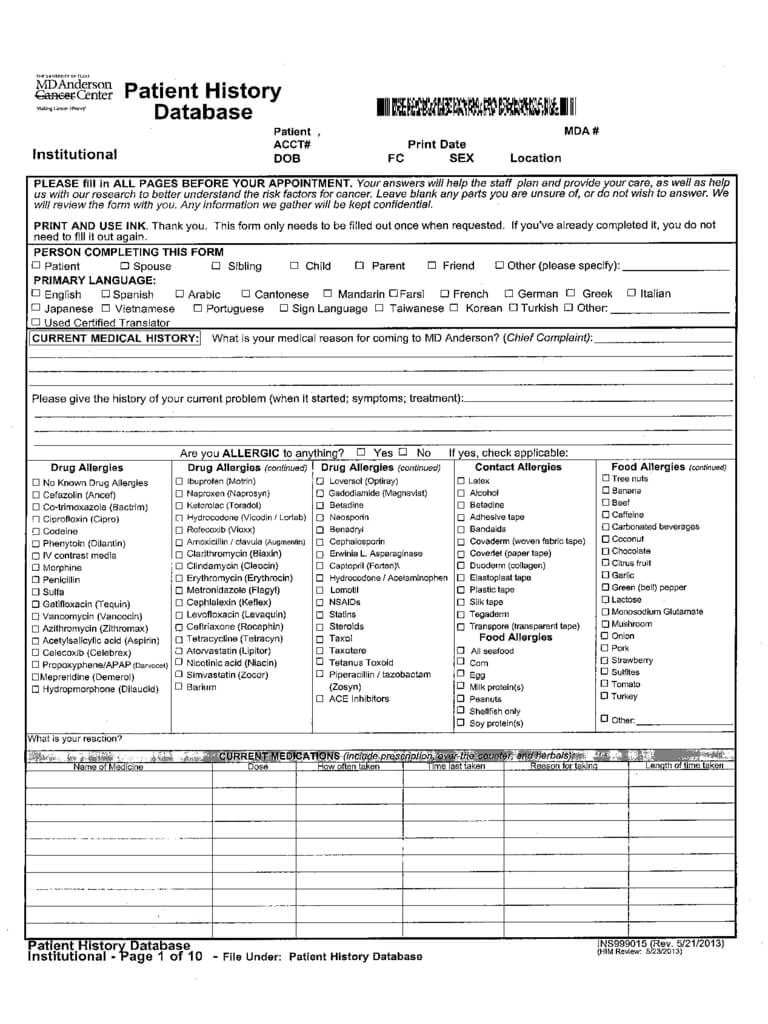 Medical History Form – 5 Free Templates In Pdf, Word, Excel Pertaining To Medical History Template Word