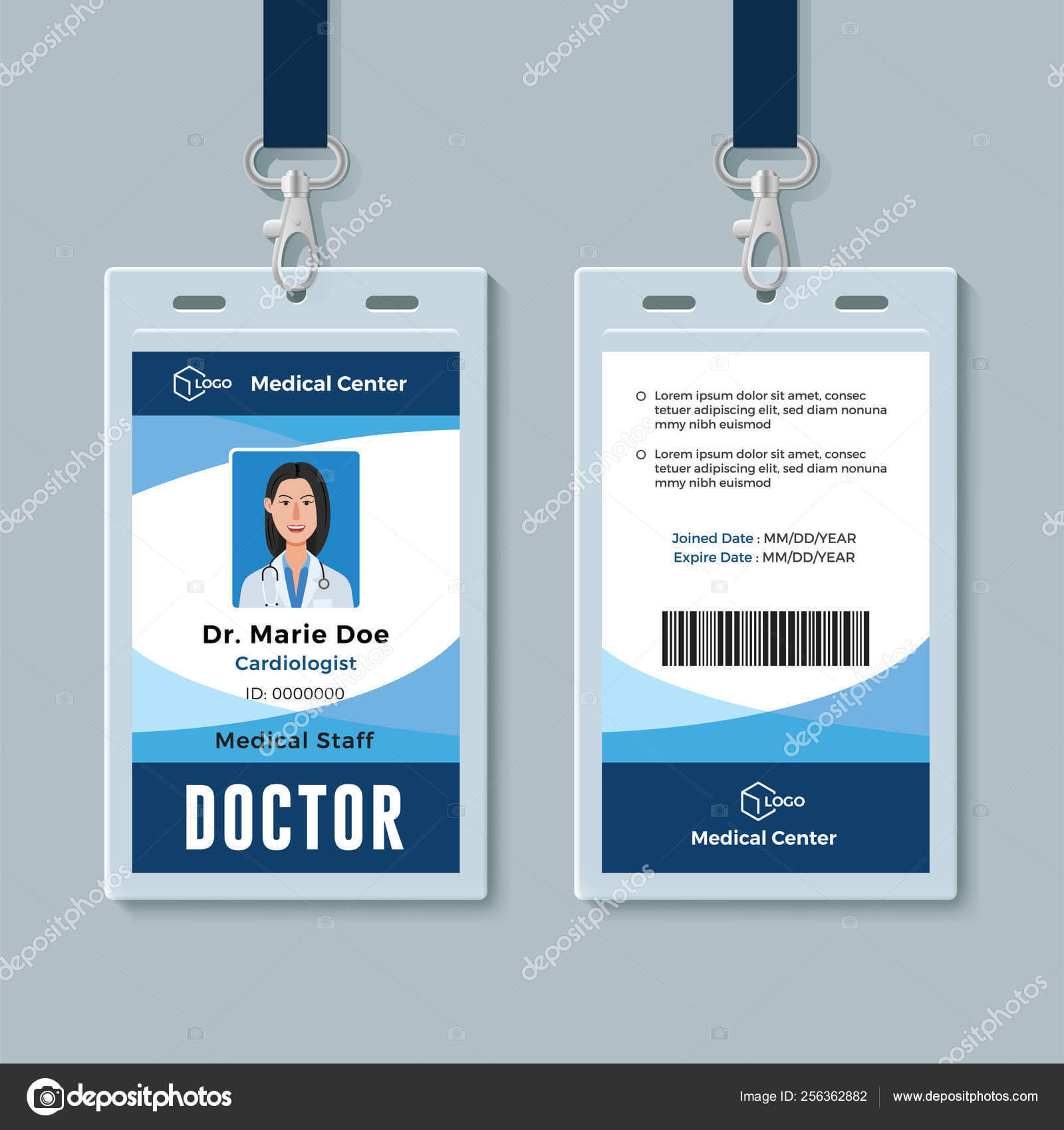 Medical Id Cards Template | Doctor Id Badge. Medical Inside Hospital Id Card Template