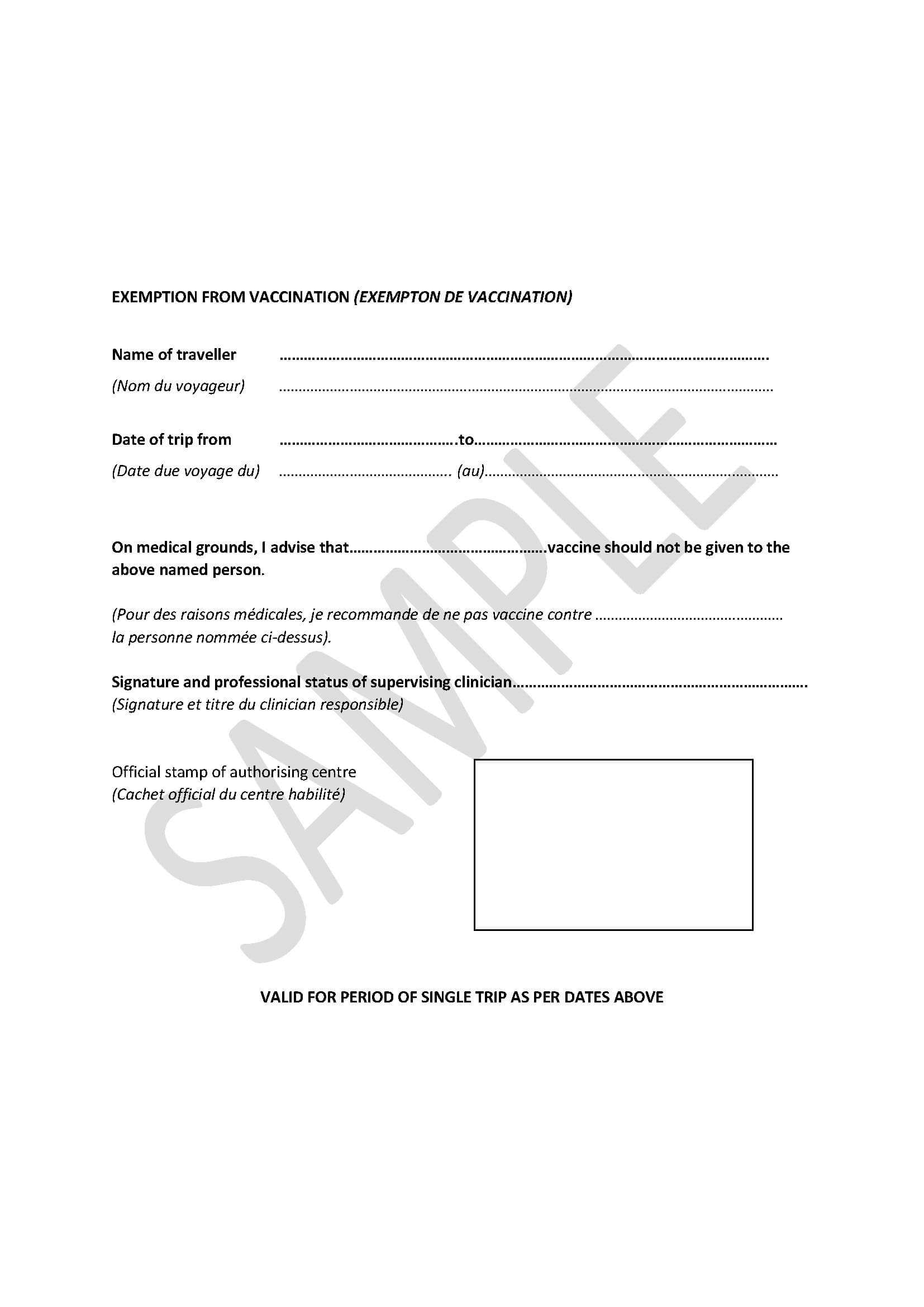 Medical Letter Of Exemption Yellow Fever Zone Throughout Certificate Of Vaccination Template