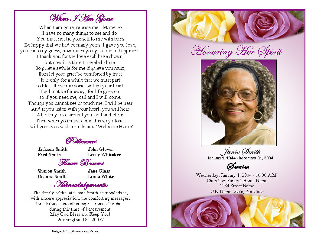 Memorial Service Programs Sample | Choose From A Variety Of For Remembrance Cards Template Free