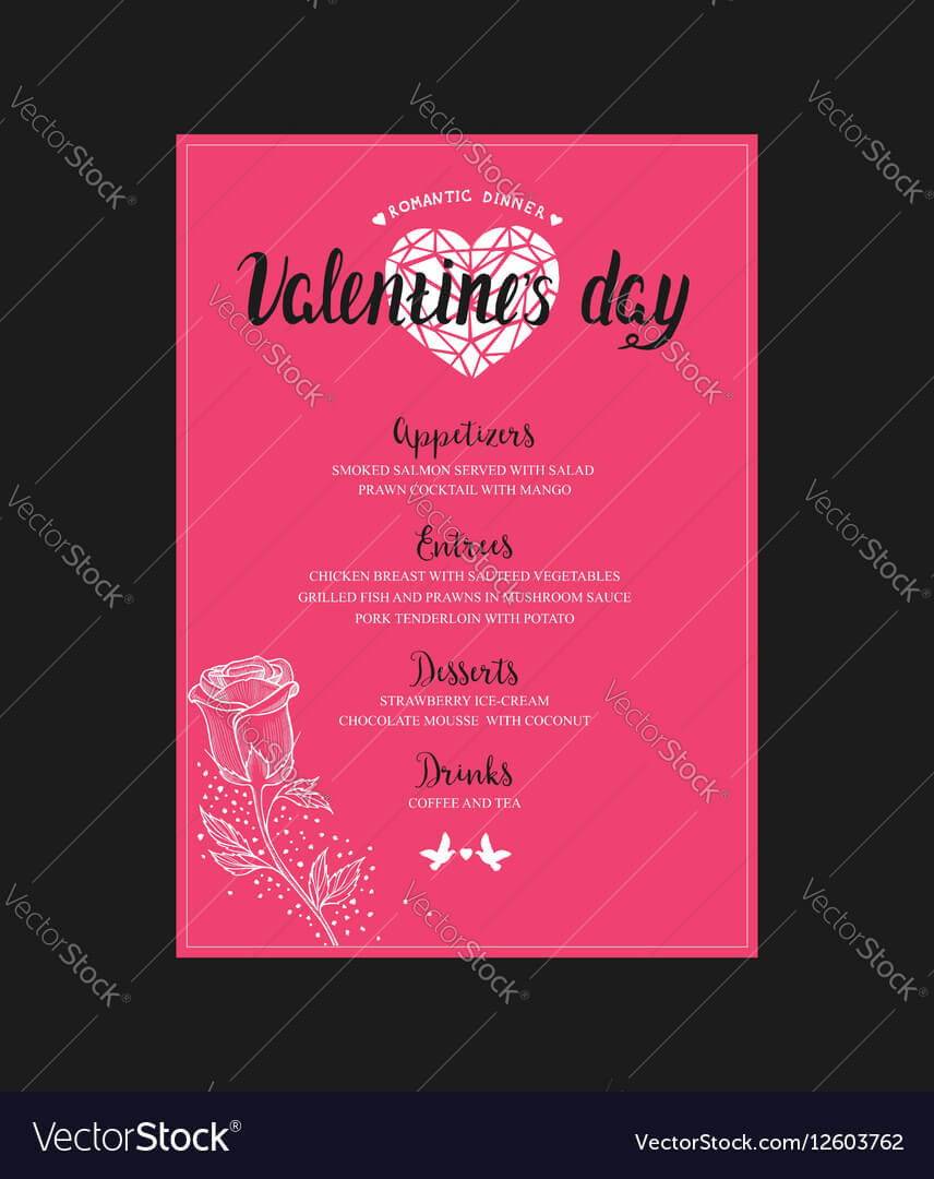 Menu Template For Valentine Day Dinner With Frequent Diner Card Template