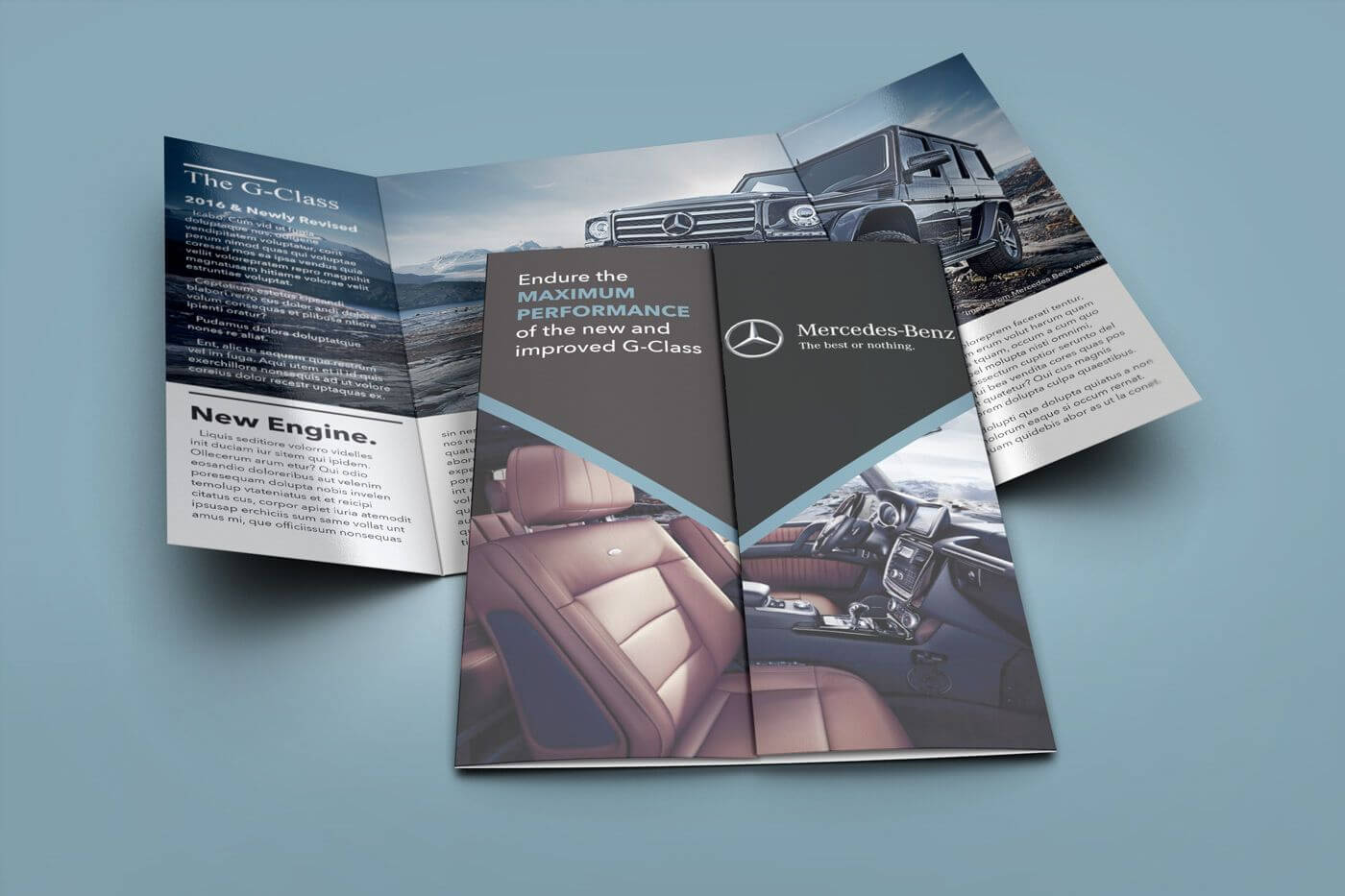 Mercedes Benz Open Gate Fold Brochure On Behance | Hotel With Gate Fold Brochure Template Indesign