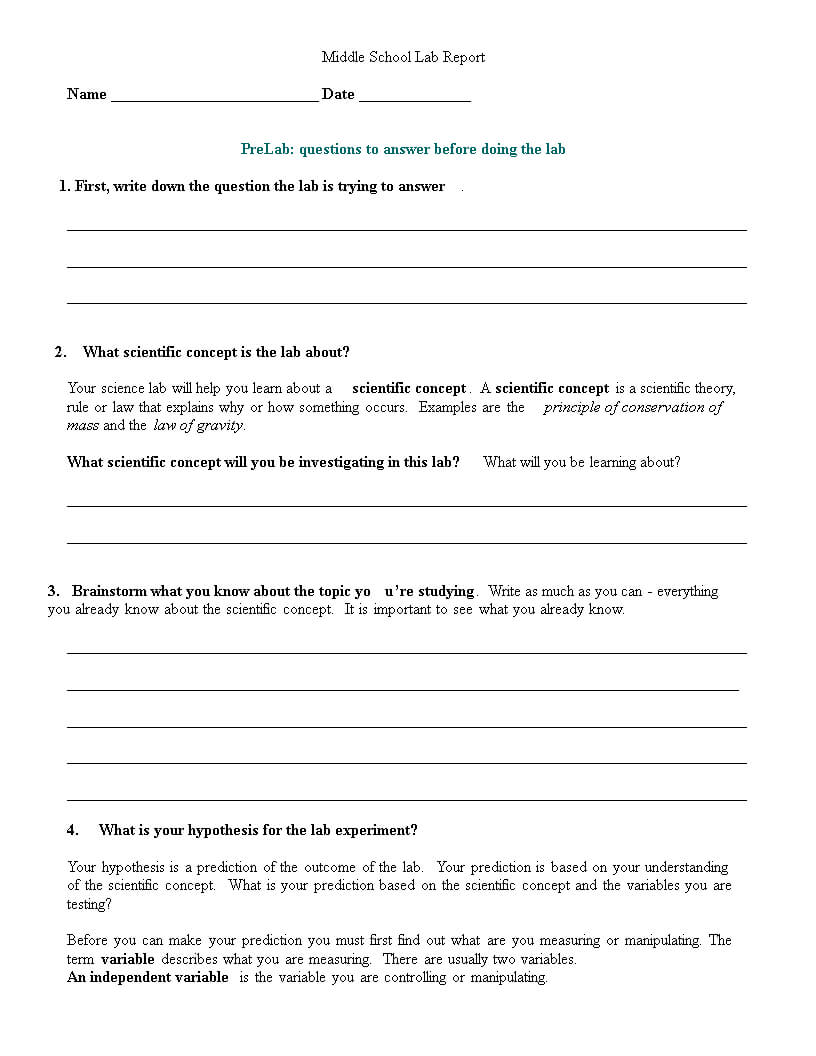 Middle School Lab Report | Templates At Intended For Lab Report Template Middle School