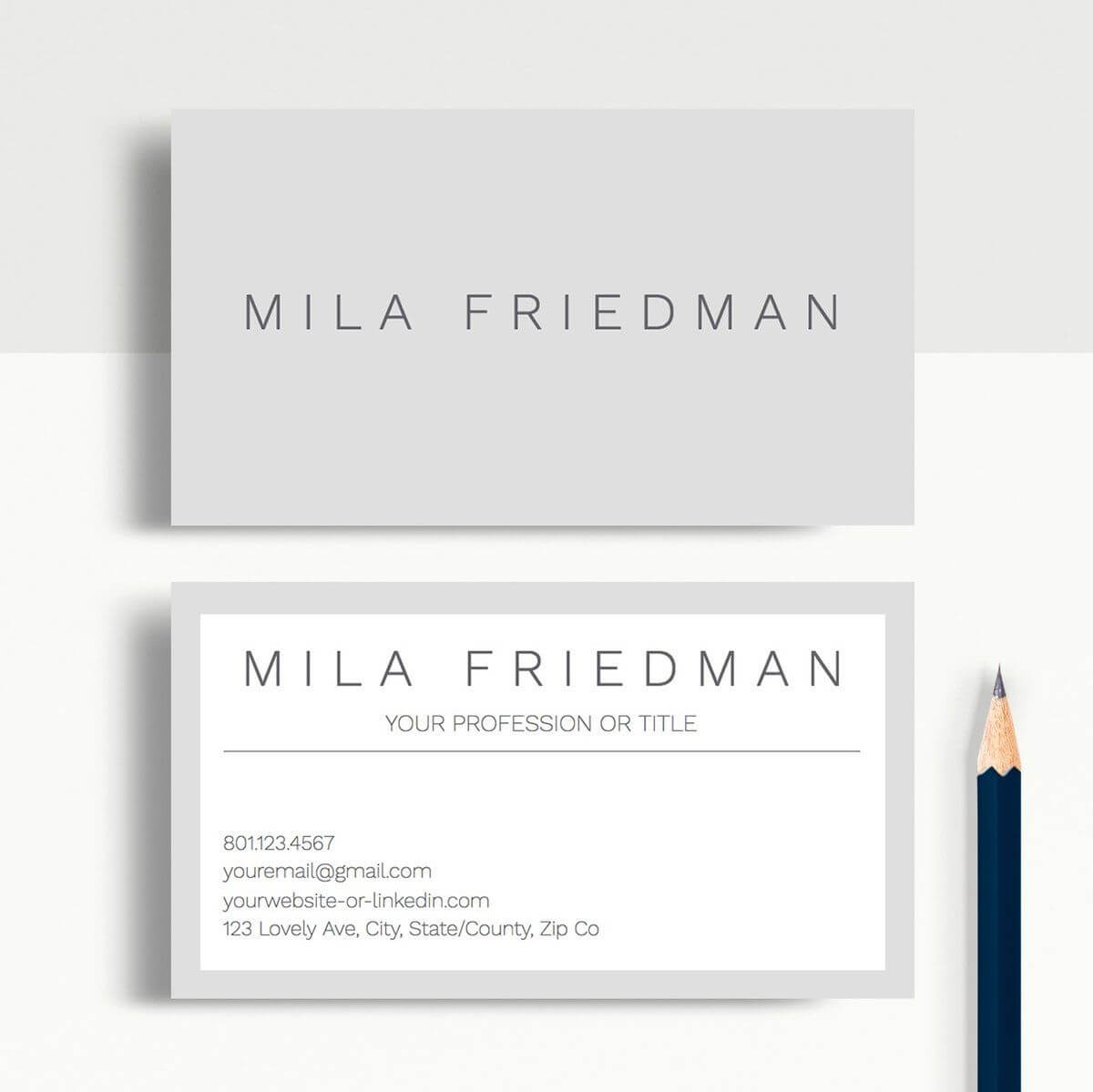 Mila Friedman | Google Docs Professional Business Cards For Google Docs Business Card Template