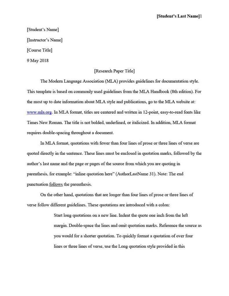 Mla Format: Template And Faq Intended For Mla Format Word Template