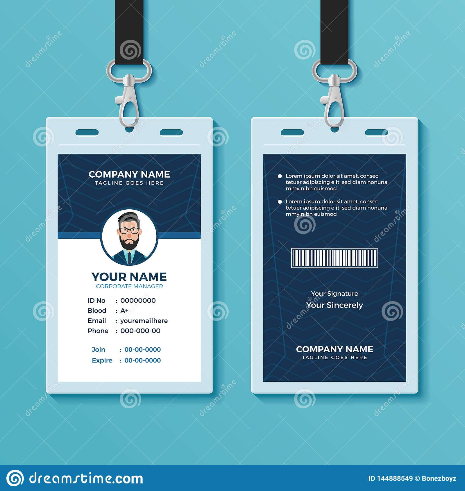 Modern And Clean Id Card Design Template Stock Vector For Conference Id Card Template