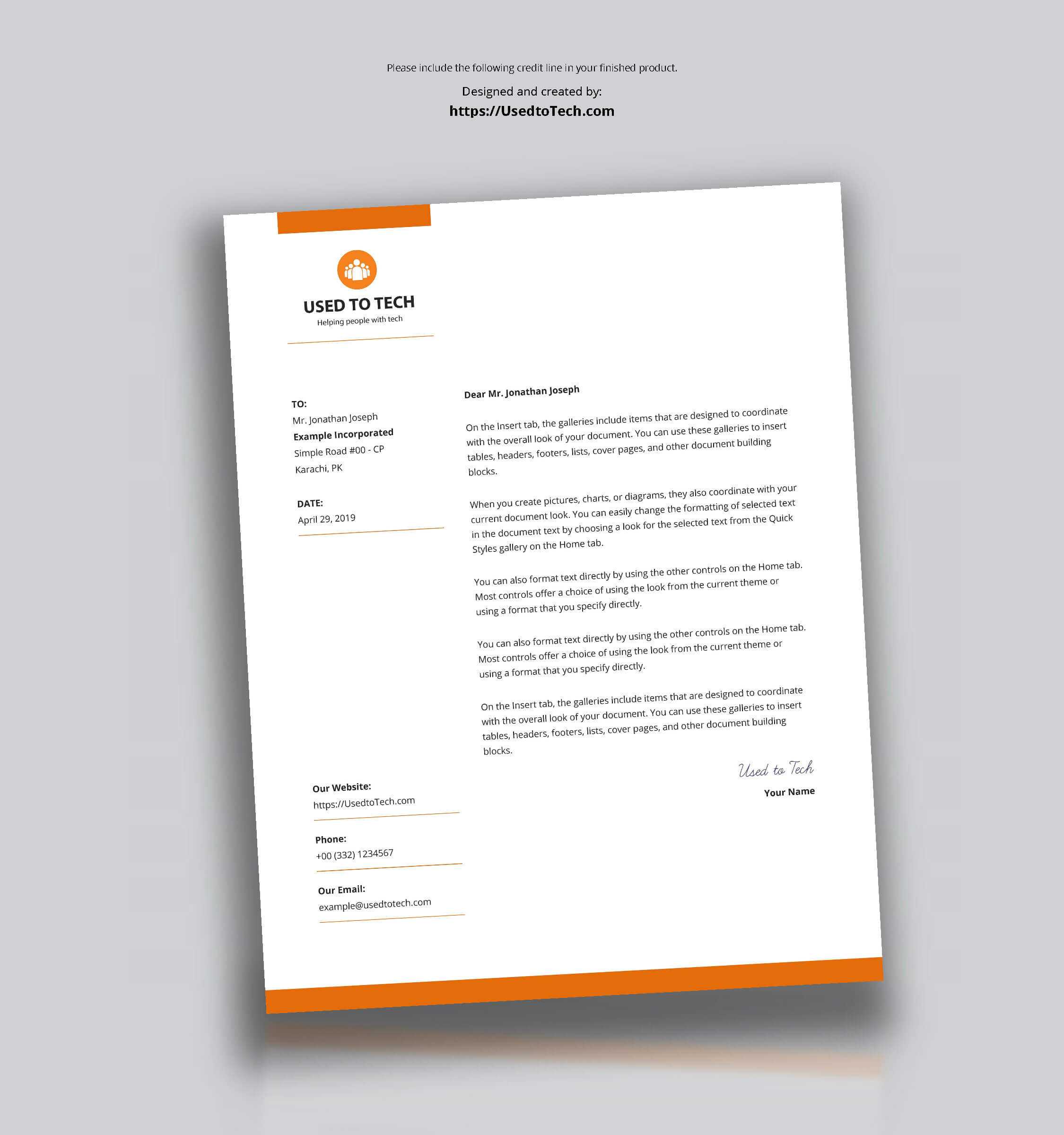 Modern Letterhead Template In Microsoft Word Free - Used To Tech With Word Stationery Template Free