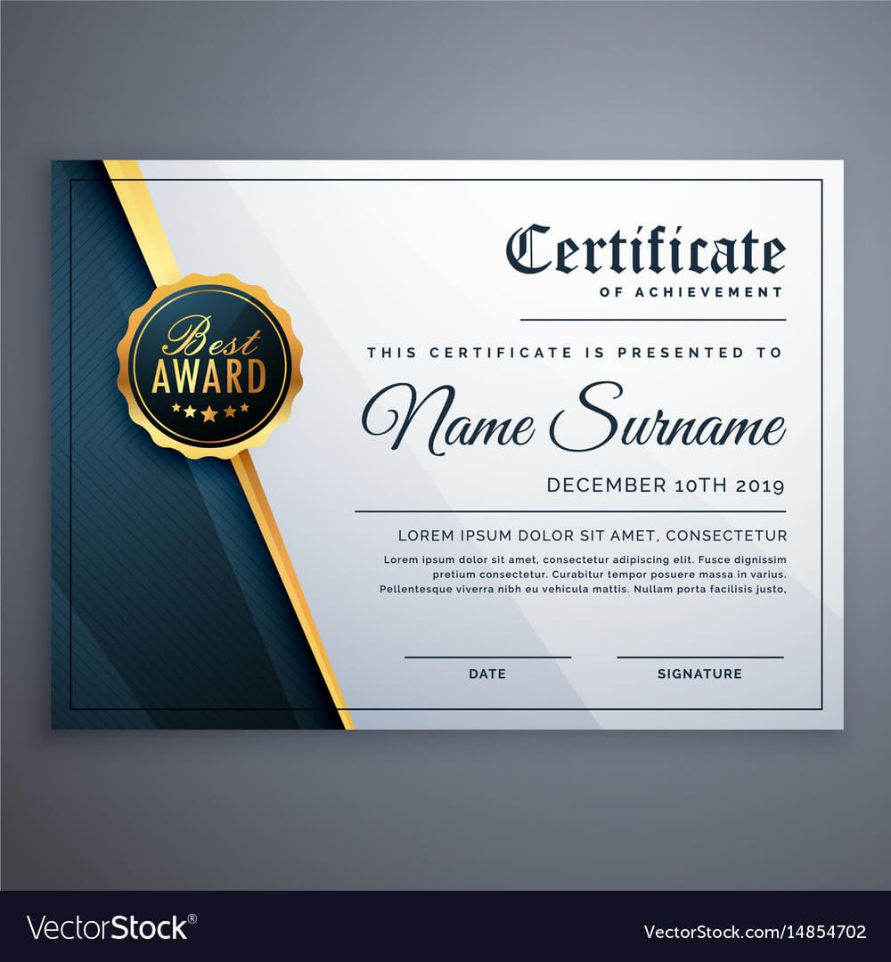 Modern Premium Certificate Award Design Template With Award Certificate Design Template