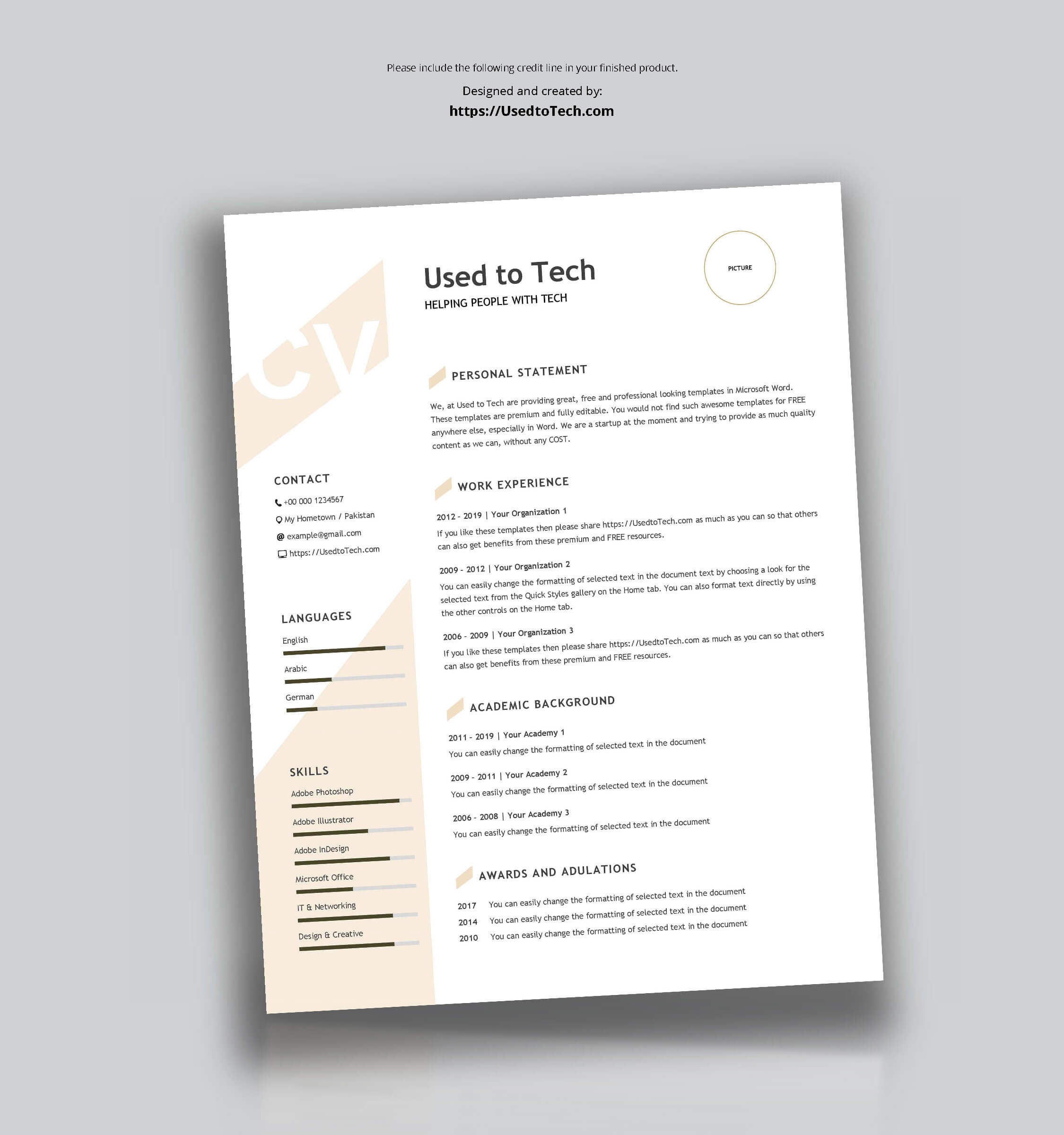 Modern Resume Template In Word Free – Used To Tech Pertaining To How To Make A Cv Template On Microsoft Word