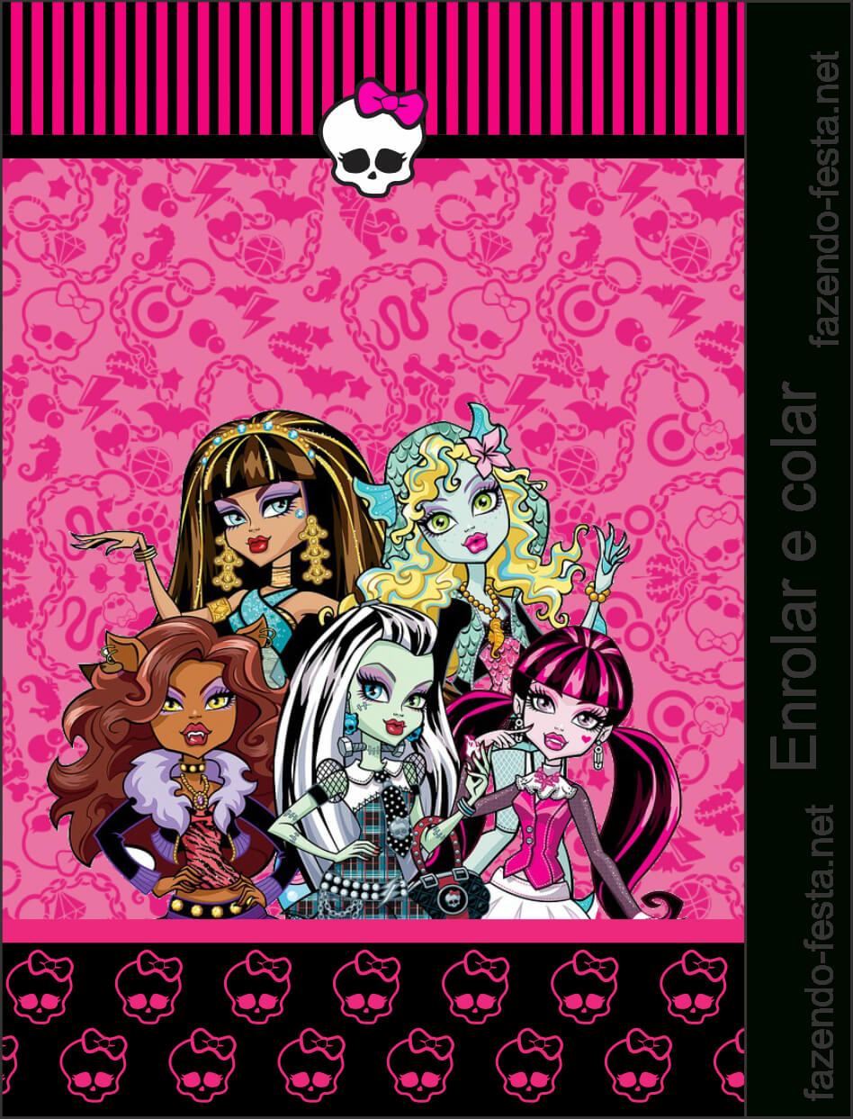 Monster High In Pink: Free Printable Kit. | School Bags For Intended For Monster High Birthday Card Template