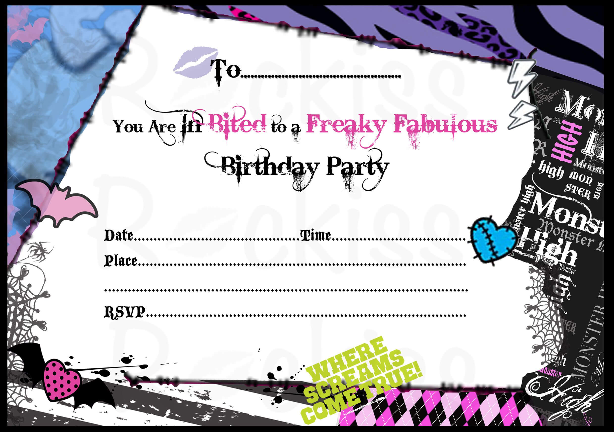Monster High Invitations Download Free | Monster High Within Monster High Birthday Card Template