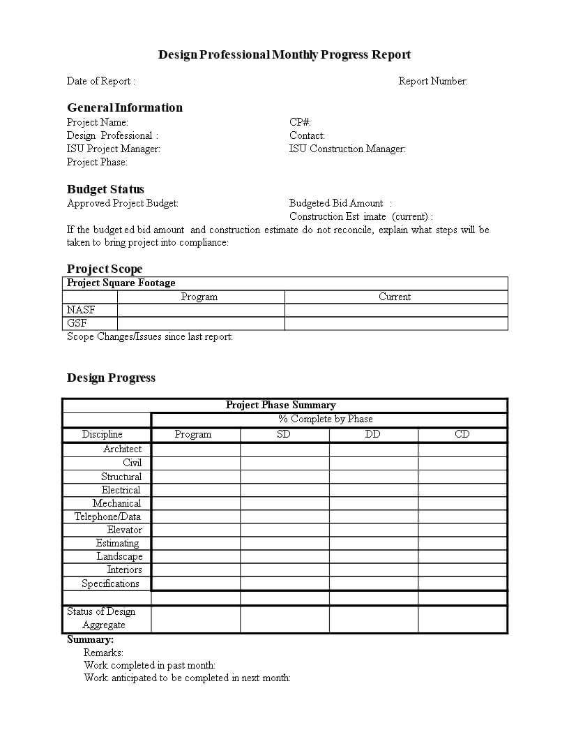 Monthly Progress Report In Word | Templates At With Regard To Construction Status Report Template