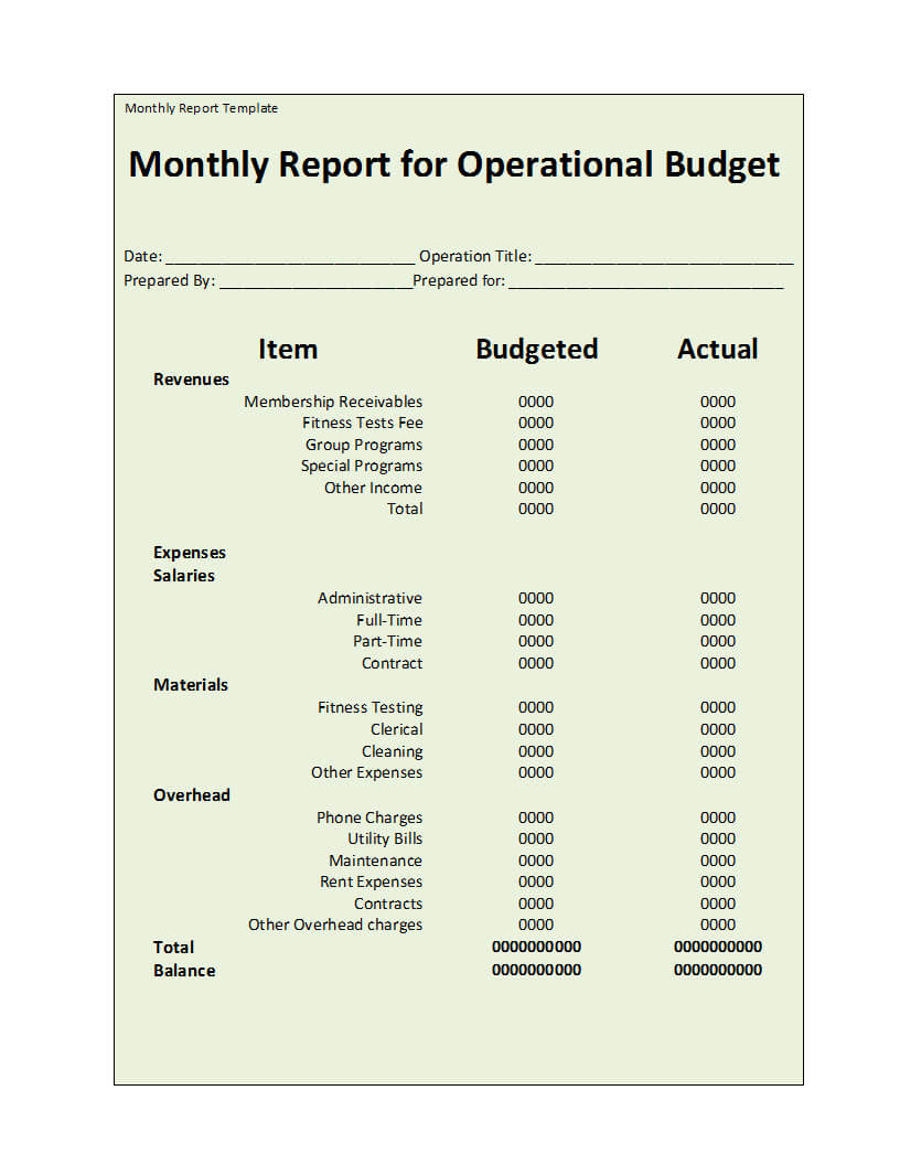 Monthly Report Template For Cleaning Report Template