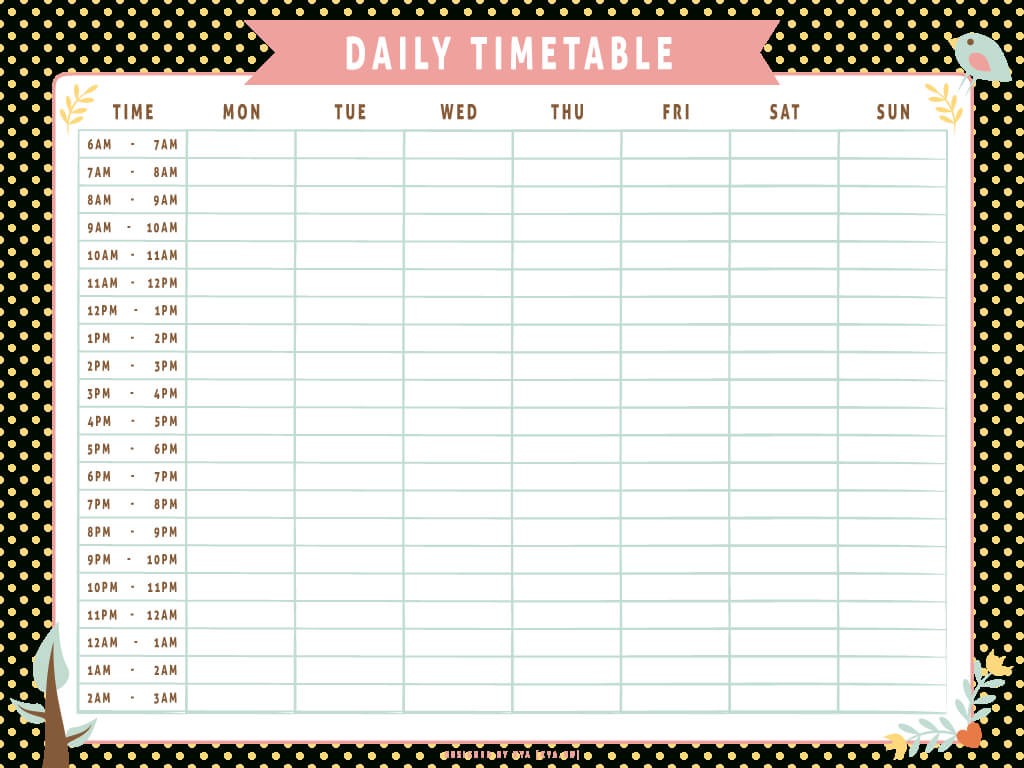 Monthly Work Schedule Time Table Template Word – Free Regarding Blank Revision Timetable Template