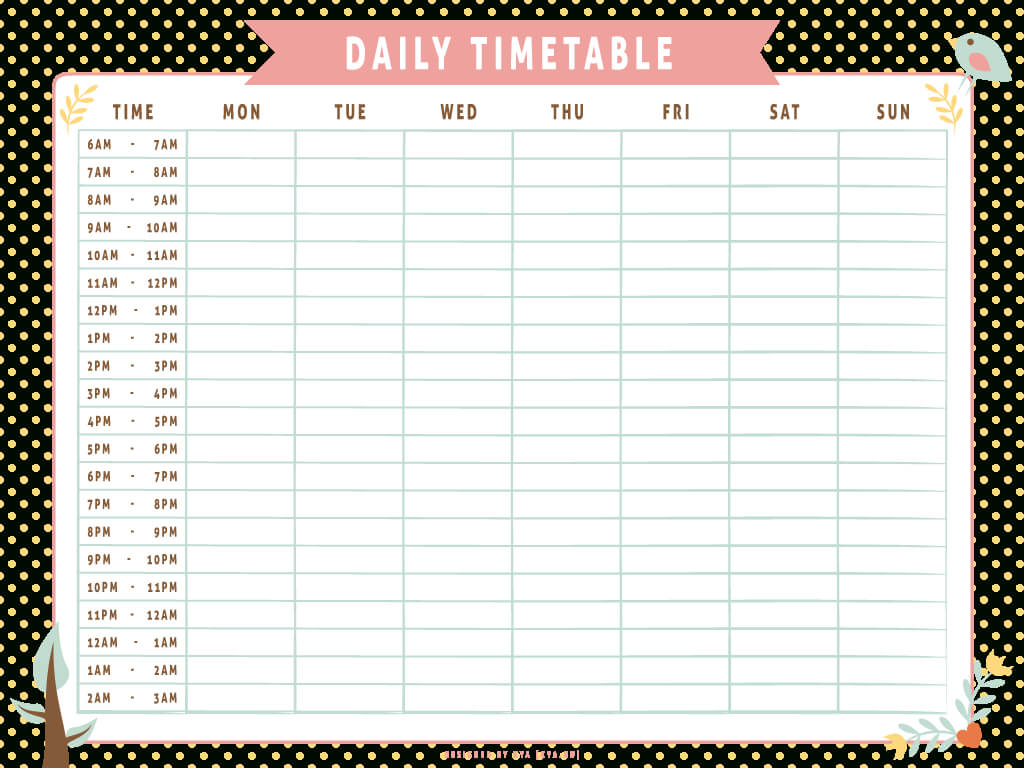Monthly Work Schedule Time Table Template Word Free Regarding Blank 