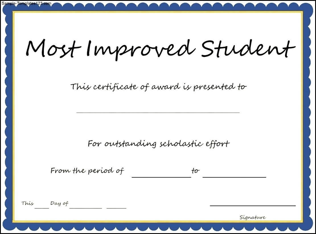 Most Improved Student Certificate Template – Sample Pertaining To Free Student Certificate Templates