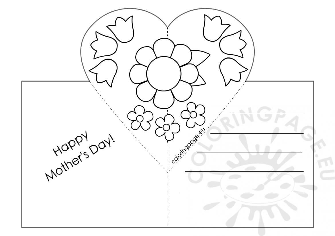 Mothers Day Card With Heart Pop Up Template – Coloring Page Intended For Pop Out Heart Card Template